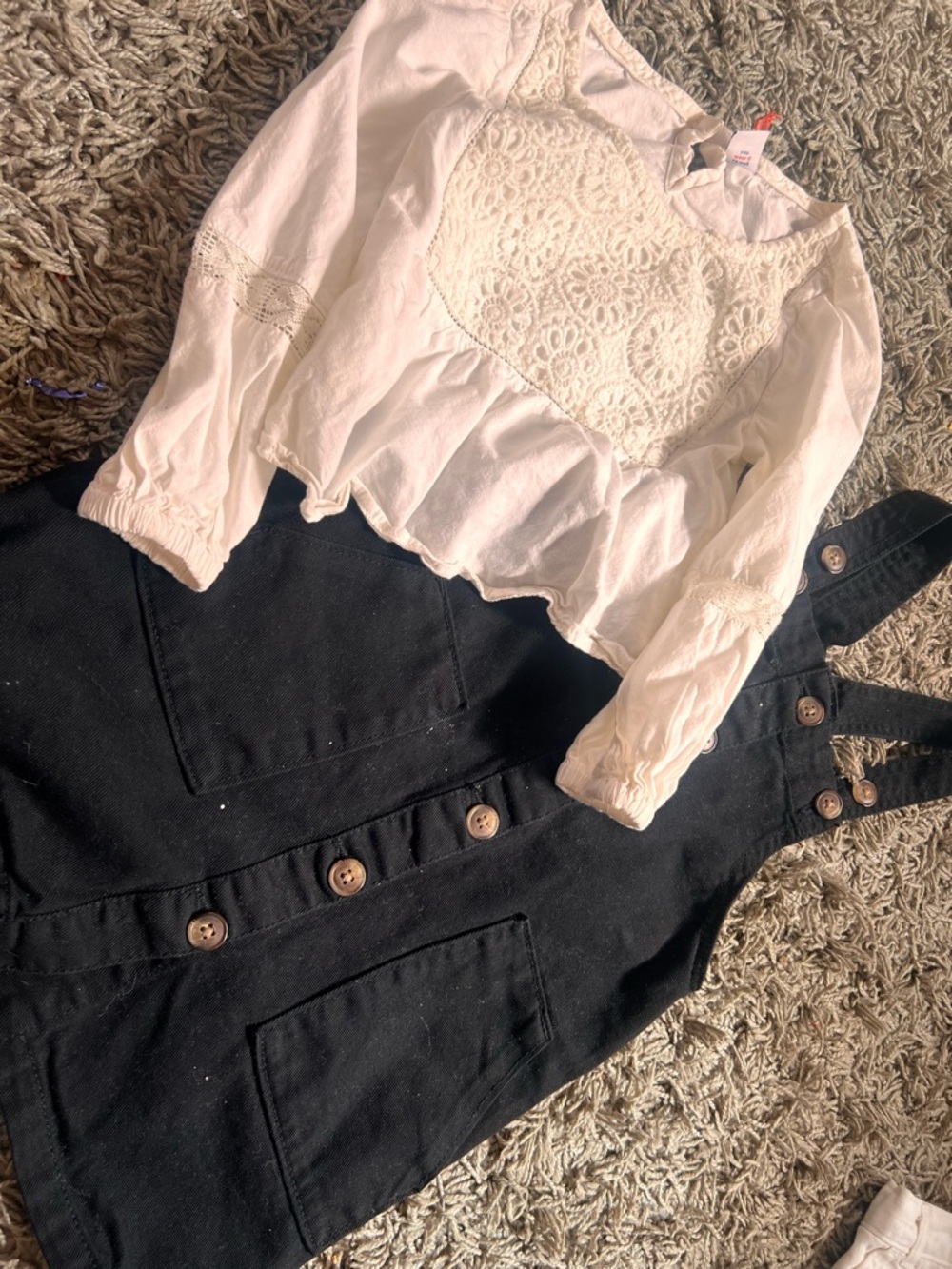 White Lace Peplum Long Sleeve Top